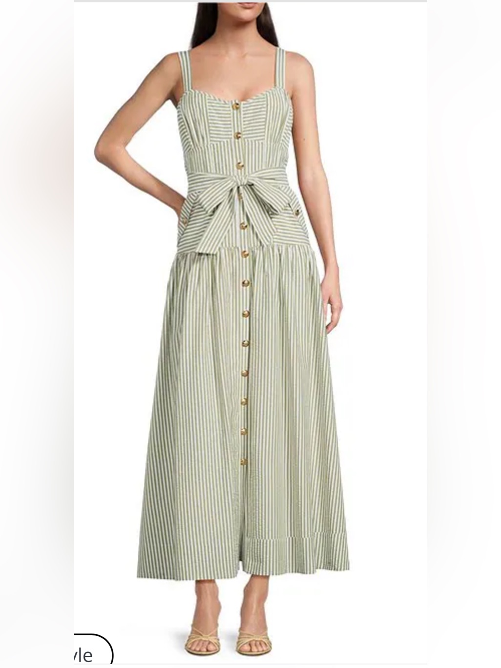 Nwta Loves A Stripe Sweetheart Neck Button Front Tie Drop Waist Maxi Dress